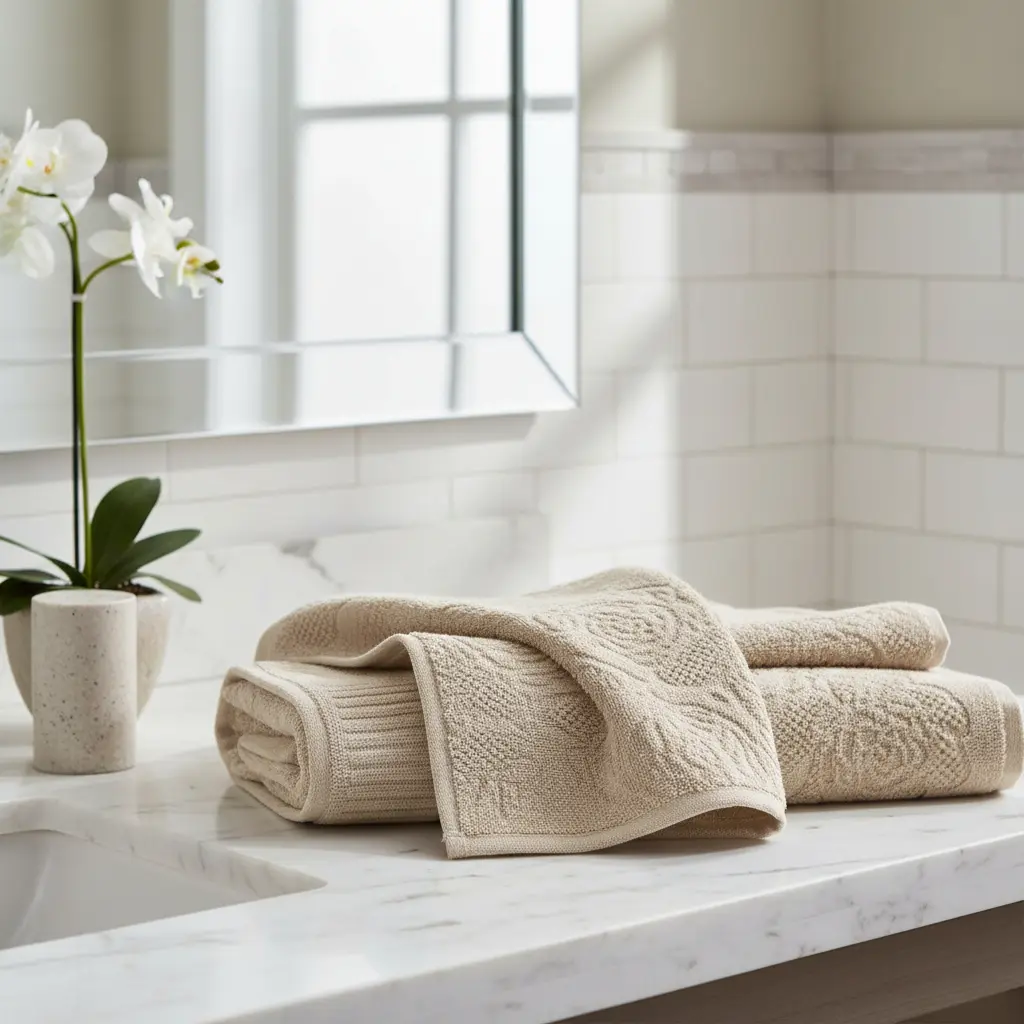 Toalha de Banho Karsten 100% Algodão Grace Branco é uma peça elegante para compor a decoração do seu banheiro, proporcionando uma rotina prática e aconchegante com sua super absorção e maciez de 440g/m². Seu corpo aveludado em Jacquard possui estampa em relevo de flores, adicionando sofisticação à peça.